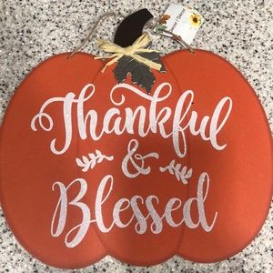🆕🍁 Pumpkin Thankful & Blessed Plaque